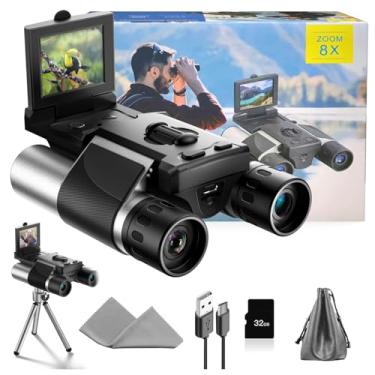Imagem de Binóculos digitais com câmera – zoom digital 8x, tela LCD de 5.1 cm, câmera de 40 MP, vídeos de 2,5 K, ideal para shows, observação de pássaros e aventuras ao ar livre com cartão SD de 32 GB – S555