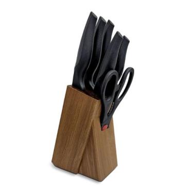 Imagem de Conjunto De Facas Brinox Cross 7 Peças Aço Inox Com Cepo