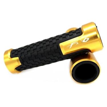 Imagem de 22 mm 7/20.3 cm Punhos de mão para guidão de borracha, tampão de barra, tampões de extremidade para motocicleta, compatível com FZ6 FA&zer FAZER600 FZ6S FZ6N FZ6S2 FZ6 (A-dourado)