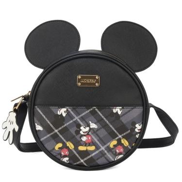Imagem de Bolsa mickey orelhas bmk78595 redonda pequena xadrez