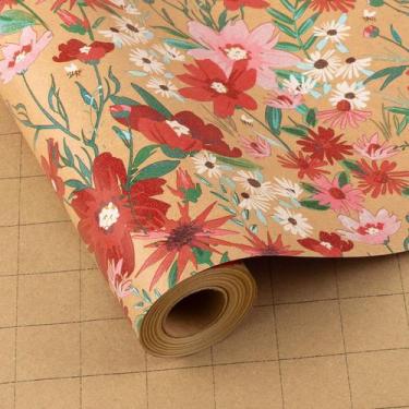 Imagem de Papel de Regalo Burymento Kraft con Flores Margarita 43 cm x 10 m
