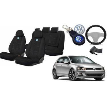 Imagem de Kit de Luxo: Capas de Bancos Golf 2013-2022 + Volante + Chaveiro VW - 
