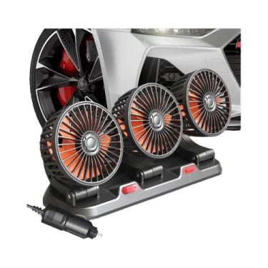 Imagem de Ventilador de Carro Ajustável 360° - 3 Cabeças, Silencioso e com 2 Vel