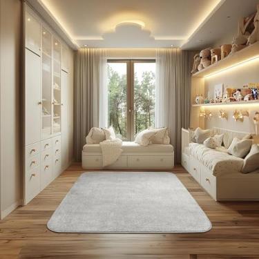 Imagem de Tapetes São Carlos – Tapete Relex N Orgânico Prata | Formato Cantos com Fios Longos de 15mm | Lavável, Macio e Ideal p/Salas Sofisticadas | 1,5cm x 1,5m x 2m