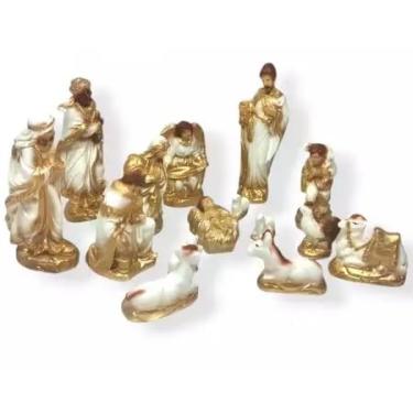 Imagem de Presépio De Natal Completo Gesso C/Pó Mármore 20cm (14 peças)