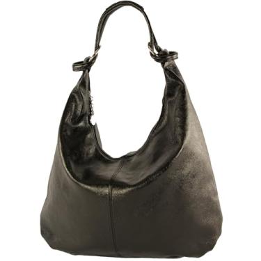Imagem de modamoda de - 337 - Bolsa de ombro de couro hobo shopper, Preto metálico, Large