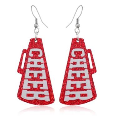 Imagem de CHEER Brincos pendentes de megafone Lightweigt Rugby Football Game Day Brincos para fãs jogadores, 1, Resina, Sem pedra preciosa