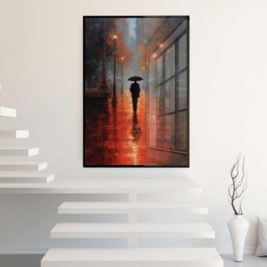 Imagem de Quadro Decorativo com Moldura e Acrilico Cristal Vidro Estrada Chuva A