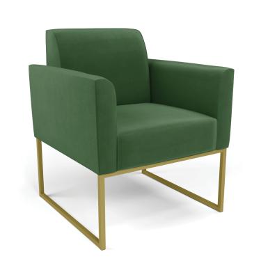 Imagem de Poltrona Base Industrial Dourado Marisa Suede Verde D03 - D'Rossi