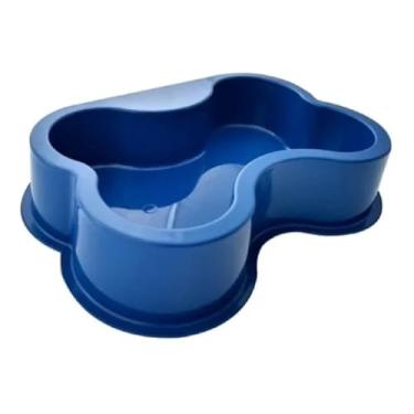 Imagem de Comedouro bebedouro pote osso cão gato cachorro azul 1L