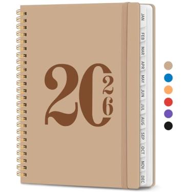 Imagem de Agenda 2026, agenda semanal e mensal, janeiro de 2026 a dezembro de 2026, agenda de calendário de capa dura 2026 com abas e bolso interno, material escolar para mulheres e homens - A5 (16 cm x 21,6 cm