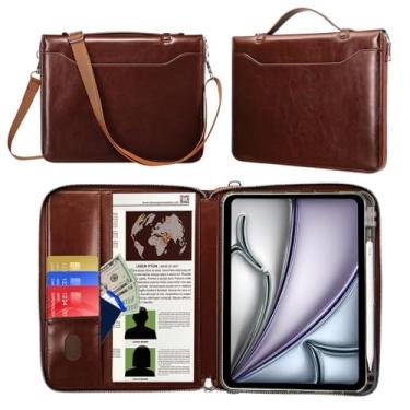 Imagem de E NET-CASE Capa para iPad Air de 13 polegadas M3 2025 e M2 2024 e 12,9 polegadas (3ª/4ª geração), capa traseira transparente com carregamento e armazenamento de lápis, bolsa com zíper (marrom)