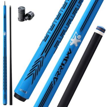 Imagem de CRICAL Bastão de taco de bilhar de fibra de carbono 147.3 cm Bastões de sinuca profissionais de baixa deflexão com junta de 3/8 x 8 pinos e ponta de 12,5 mm - azul cosmos