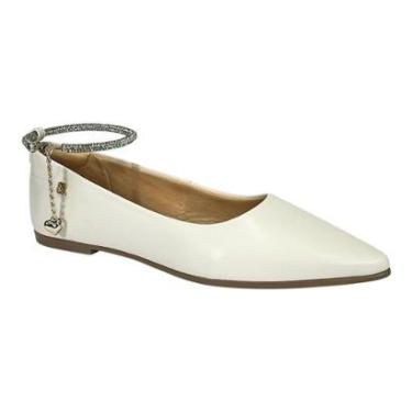 Imagem de Sapatilha Santinelli Com Tornozeleira Strass 1600-007 Off White-Feminino
