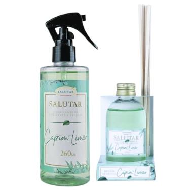 Imagem de kit Aromatizador de Ambiente 165ml Difusor com 5 varetas + Home Spray 260ml, Salutar (Capim-Limão)