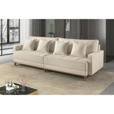 Imagem de Sofa Fixo 5 Lugares M-199 2,40m Molas Bonnel Almofadas Soltas Linho Estofados Martins