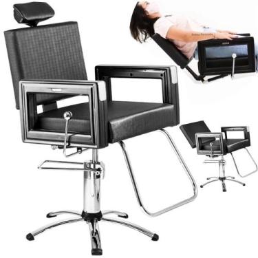 Imagem de Cadeira Reclinável Dompel Square Estrela Hidráulica Salão, Preto