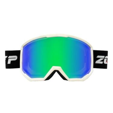 Imagem de YMTSGEQ Óculos de esqui, antiembaciamento OTG para neve/snowboard para homens e mulheres, 100% de proteção UV400 (armação branca alça preta - lente verde Revo (Vlt 23%))