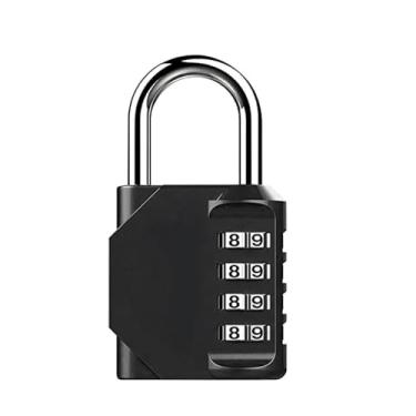 Imagem de Cadeado com combinação de 4 dígitos anti-roubo trava de mala resistente trava de combinação de segurança redefinível (preto)