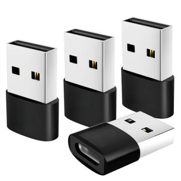 Imagem de Pacote com 10 adaptadores USBA para USBC, adaptador USB-A OTG, conversor de cabo carregador tipo C, adaptadores USB para iPhone 15 14 13, iWatch, iPad