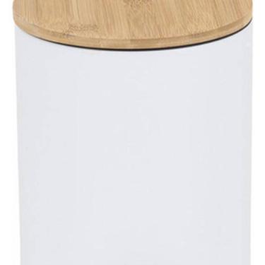 Imagem de Lixeira De Chão Banheiro Metal E Madeira 3L 24X17Cm Branca