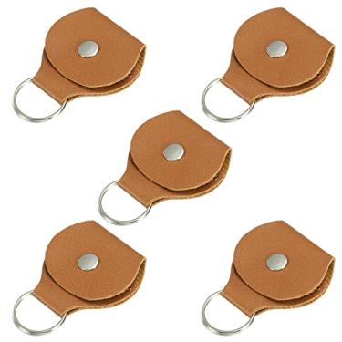Imagem de Estojo para palhetas de violão, couro artificial, camelo para guitarra, pacote com 5