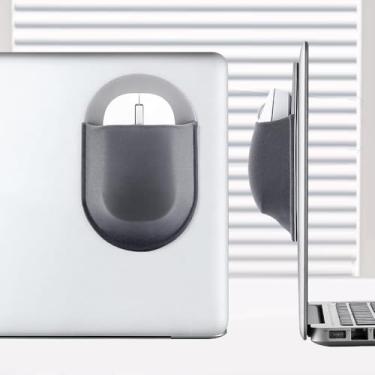 Imagem de Bolsa universal adesiva para mouse, cinza, para mouses sem fio, compatível com laptops, adesivo reutilizável, sem resíduos de cola