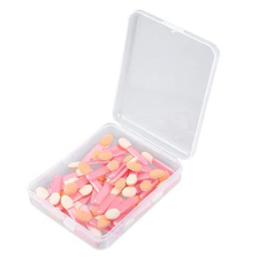 Imagem de 50 aplicadores de esponja de sombra com recipiente, pincel de sombra, aplicador de maquiagem, rosa e branco