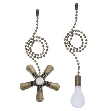 Imagem de Conjunto extensor de corrente para ventilador de teto de 33 cm, corrente de puxar para ventilador de bola com contas com lâmpada decorativa e cabo de ventilador para ventilador de lâmpadas de teto