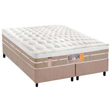 Imagem de Cama Box Queen: Colchão Molas Ensacadas Castor Silver Star Air + Base Crc Suede Clean (158x198)
