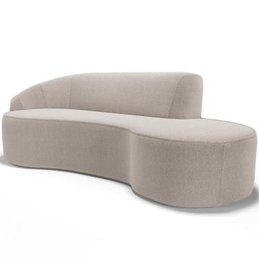 Imagem de Sofá 4 Lugares Curvo Sala de Estar Living Firenze Esquerdo D02 Bouclê Bege 230 cm B-62 - Lyam