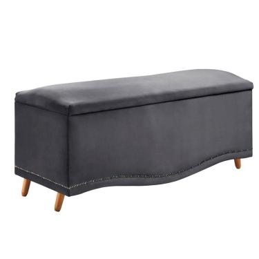 Imagem de Calçadeira Sapateira Baú Holanda 90cm De Largura Veludo Star Confort Cinza Chumbo