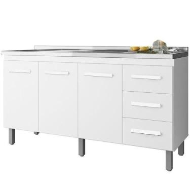 Imagem de Balcao Sem Tampo Para Pia 150cm 9130 Branco Mobbs Branco - MOBLIS MÓVE