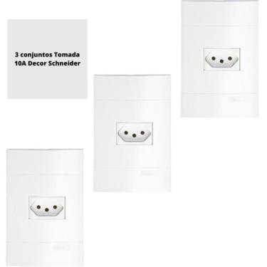 Imagem de Kit 3x Conjunto Tomada 10A 250v Lunare Up Branco Brilhante Schneider S