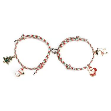 Imagem de Fivoilin Pulseiras de Natal para mulheres, pulseiras chiques para casais, árvore de Natal, Papai Noel, boneco de neve, rena, berloques fofos para mulheres, presentes de festa de Natal