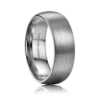 Imagem de ORAZIO Anéis de casamento de tungstênio para homens 6/8 mm aliança de casamento masculina preto/prata/banhado a ouro, acabamento fosco escovado borda polida aliança de compromisso masculino joia