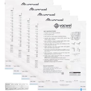 Imagem de Pacote com 5 - Sacos de armazenamento a vácuo jumbo para armazenamento de roupas - Sacos espaciais a vácuo para edredons, cobertores e roupas - 5 tamanhos 2GG (119 x 89 cm)