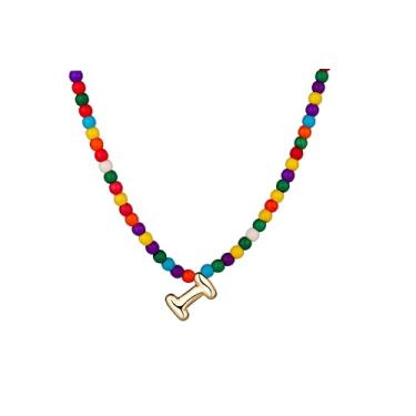 Imagem de WomenGifts Colares com inicial bolha para mulheres modernos, delicados e coloridos feitos à mão, joias para meninas adolescentes, colar com pingente de letra A a Z, presentes de aniversário para ela