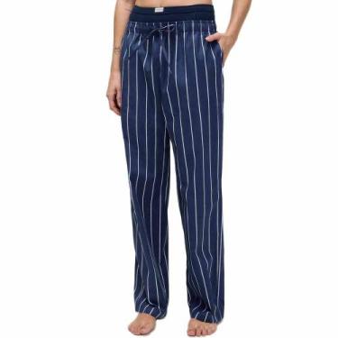 Imagem de Calça Feminina Pijama Listrada Algodão Hering, Azul, M