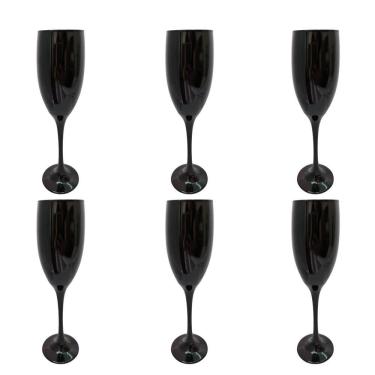 Imagem de Conjunto 6 Taças Vidro Preta Champagne 190 Ml Nadir