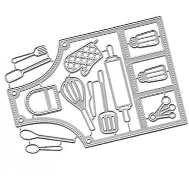 Imagem de Avental de cozinha prateado, matrizes de corte de metal, estêncis, faça você mesmo, álbum de recortes, papel para fazer cartões, matrizes de artesanato, matrizes de corte e gravação em relevo,