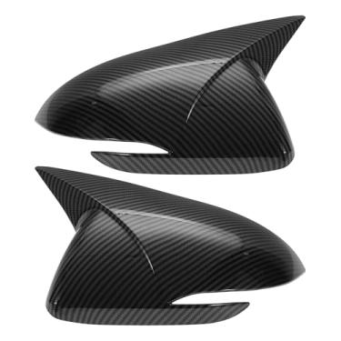 Imagem de Motoforti 1 par de tampa do espelho do lado esquerdo direito ABS de substituição preta para Hyundai Elantra 2017-2020 Chifre de boi com luz de seta capa de proteção de espelho