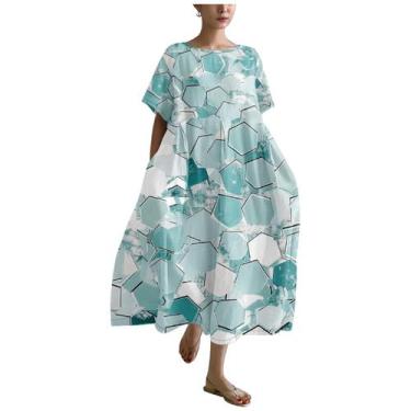 Imagem de Vestido MARSVOVO azul de linho para mulheres no verão de 2024 na moda