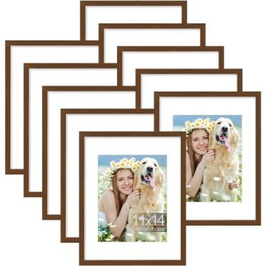 Imagem de Porta-retratos DecoruHome 11x14, conjunto de 10 plásticos marrons