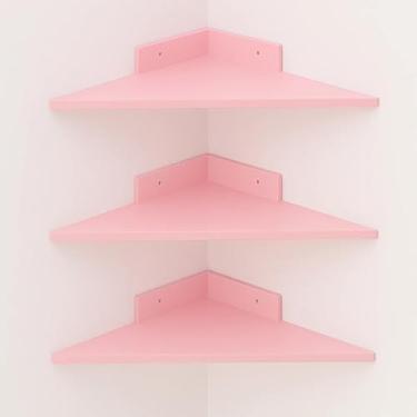 Imagem de Prateleira de Canto, Kit Trio Canto Prateleiras de Canto Mdf, 35x35cm(CANTO ROSA BEBÊ)