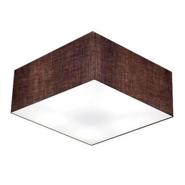 Imagem de Plafon Quadrado Vivare Md-3053 Cúpula Em Tecido 21/60x60cm - Bivolt Café 127/220v