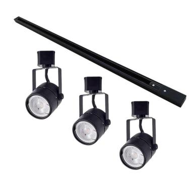 Imagem de Kit Trilho Eletrificado 1m + 3 Spots Mr16 Gu10 - Nordecor Preto