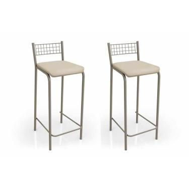 Imagem de Kit 2 Banquetas Sala Jantar Gênova B705nk Un Níquel/nude - Kappesberg