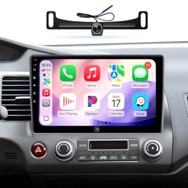 Imagem de Estéreo automotivo com tela sensível ao toque Android de 10 polegadas para Honda Civic 2006 2007 2008 2009 2010 2011 sem fio Carplay Android Auto rádio automotivo com Bluetooth navegação GPS WiFi HD