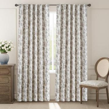 Imagem de Cortinas jinchan Floral Blackout 132x213 cm 2 painéis Taupe